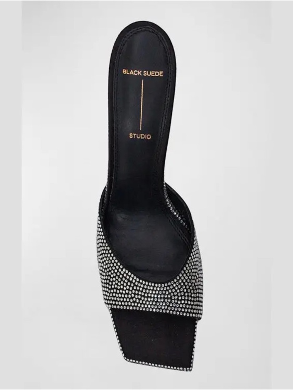BLACK SUEDE STUDIO Onyx Crystal Embellished Mule Sandals Black 39.5